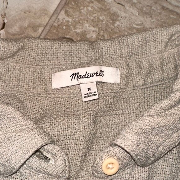 Madewell Light Tan Button-Up Crop Top - Picture 4 of 7